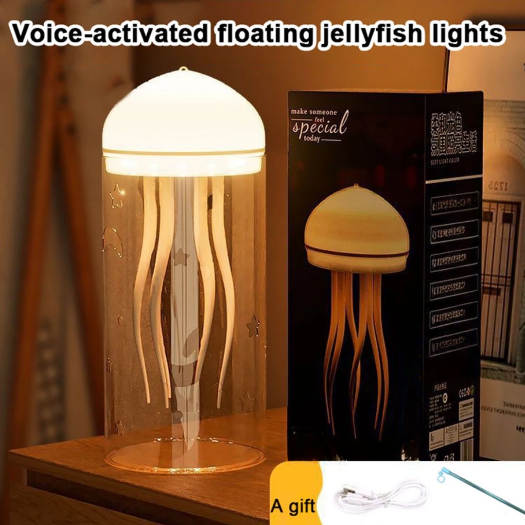 Rotating Jellyfish Night Light - Decorative LED Bedside Lamp for Home & Bedroom Atmosphere.