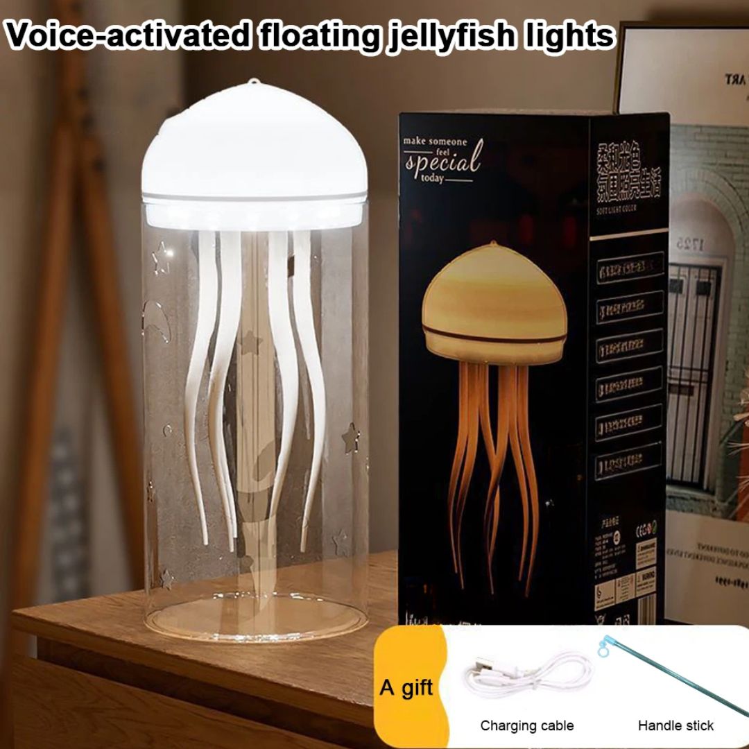 Rotating Jellyfish Night Light - Decorative LED Bedside Lamp for Home & Bedroom Atmosphere.