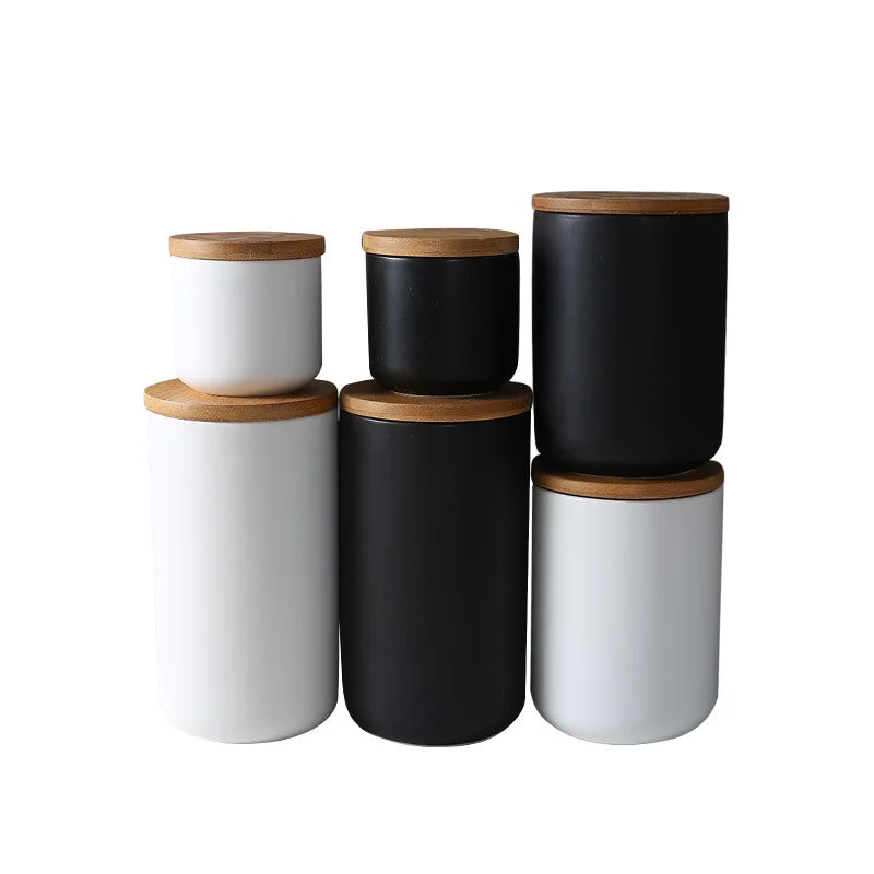 Nordic Ceramic Storage Jars Set with Lids – Ideal for Coffee, Tea, Spices & Food Storage, 260ml & 800ml