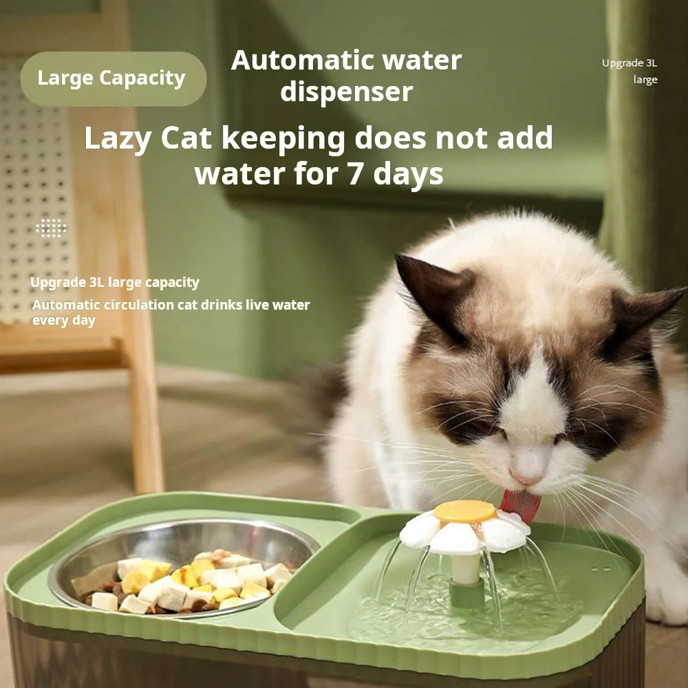 Automatic Pet Water Dispenser & Feeding Bowl - Recirculating Running Water for Cats and Dogs