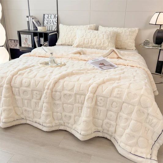 Versatile Heart Pattern Blanket – Soft, Cozy, and Lightweight Bedding for Any Room