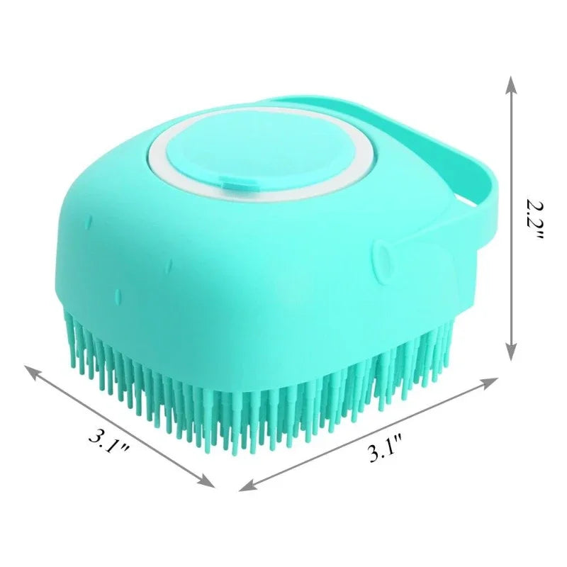 Pet Dog & Cat Grooming Brush - 80ml Silicone Shampoo Scrubber for Bathing and Massaging