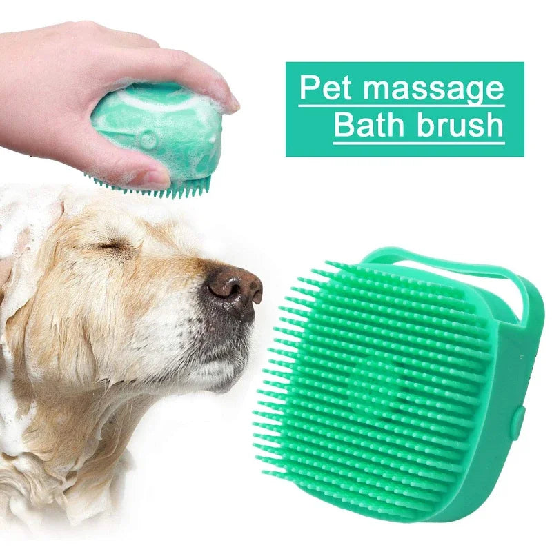 Pet Dog & Cat Grooming Brush - 80ml Silicone Shampoo Scrubber for Bathing and Massaging