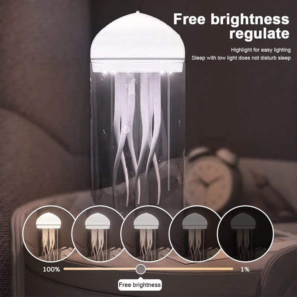 Rotating Jellyfish Night Light - Decorative LED Bedside Lamp for Home & Bedroom Atmosphere.