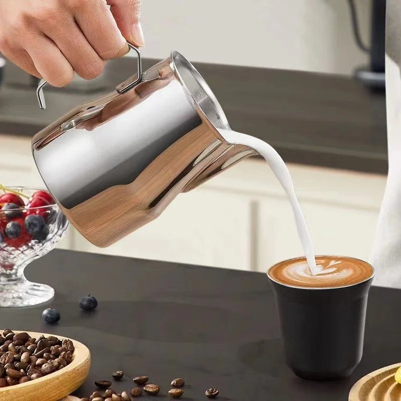 Premium Stainless Steel Milk Frothing Pitcher with Scale – Ideal for Baristas, Cappuccinos, and Creamy Lattes